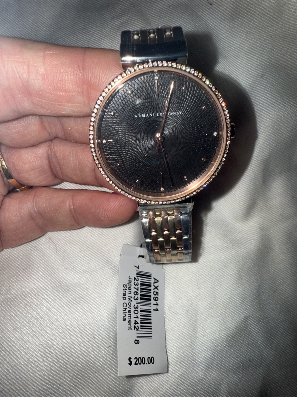 Armani Exchange Two-Tone Rose Gold and Silver Crystal-Trim Watch